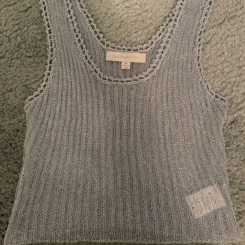 Silver Shear Shimmer Crop Tank Top
